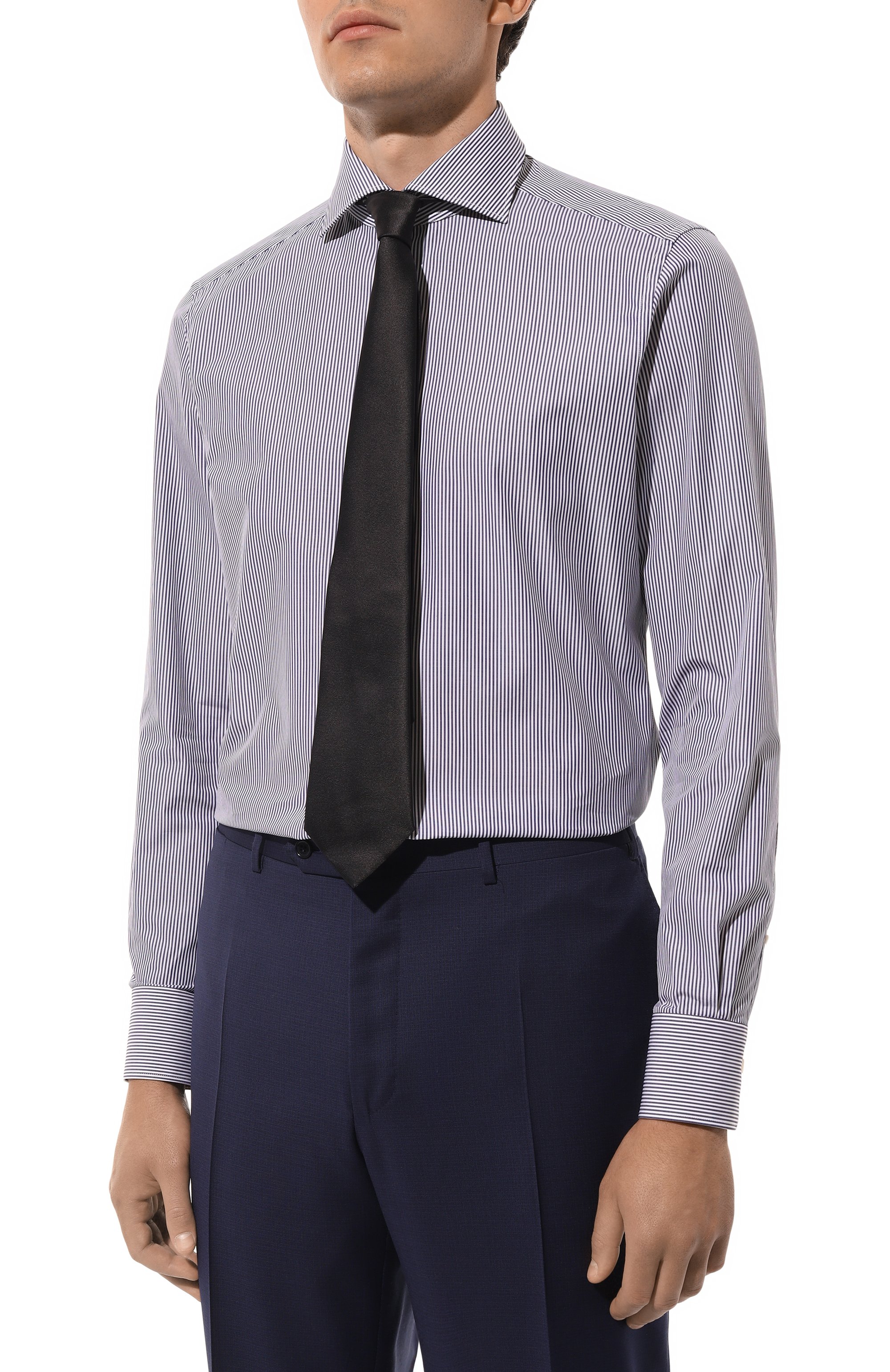 Хлопковая сорочка ZEGNA темно-синего цвета по цене 57750 руб., арт. 701012A7/9MS0BA, фото 3 Хлопковая сорочка ZEGNA, арт. 701012A7/9MS0BA, фото 3