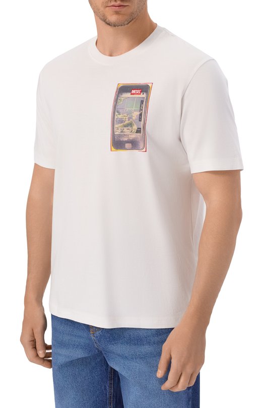 Хлопковая футболка Diesel A19979/0QIAM Белый  A19979/0QIAM Фото 3