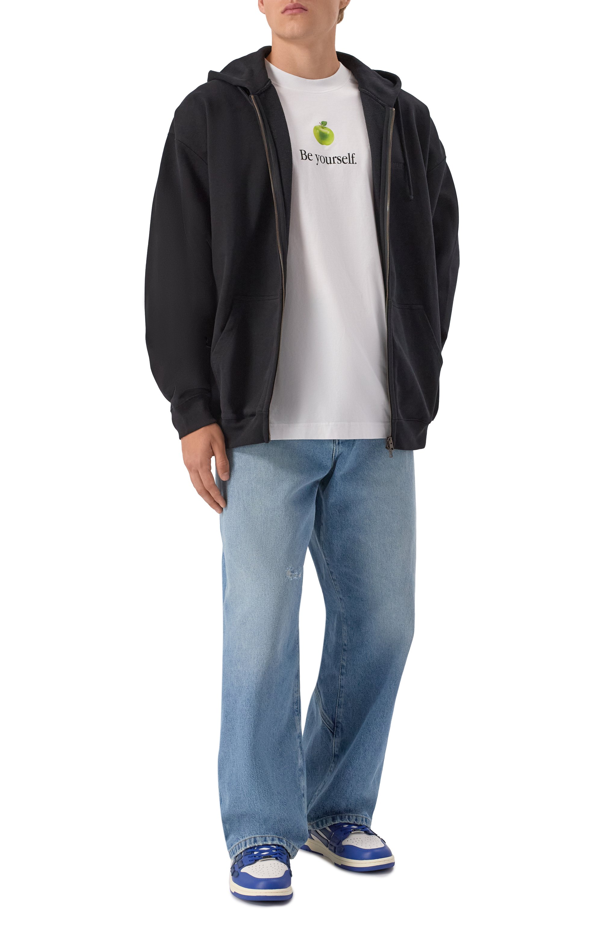 Кожаные кеды skel-top AMIRI синего цвета по цене 64300 руб., арт. AMF0SR1047, фото 2 Кожаные кеды skel-top AMIRI, арт. AMF0SR1047, фото 2