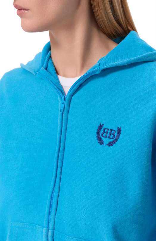 Хлопковая толстовка Balenciaga 851236/TSVC6 Голубой  851236/TSVC6 Фото 5