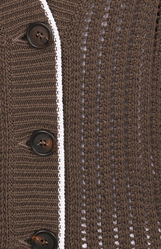 Хлопковый кардиган Brunello Cucinelli MSB582016 Коричневый  MSB582016 Фото 6