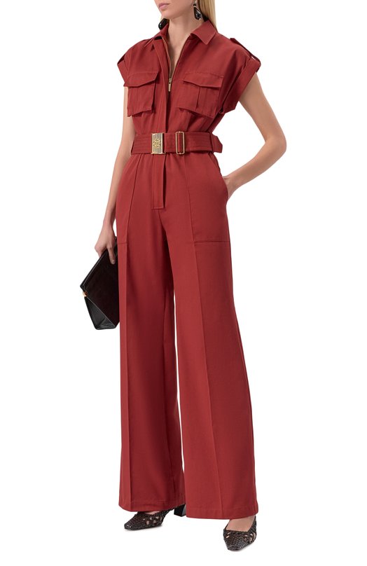 Хлопковый комбинезон Elie Saab JU079NS25/GA002 Бордовый  JU079NS25/GA002 Фото 2