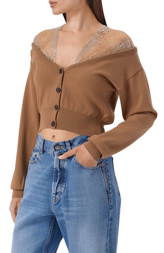 Комбинированный кардиган Giuseppe di Morabito 06PSKNT378XC 16402 Бежевый  06PSKNT378XC 16402 Фото 3