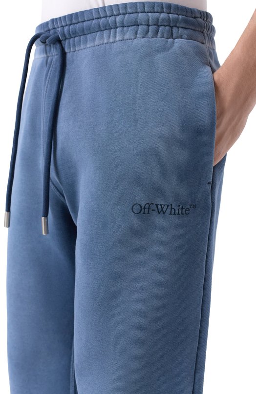 Хлопковые брюки Off-White 0MCH05AF25FLE005 Синий  0MCH05AF25FLE005 Фото 5