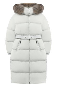 Детская пуховое пальто MONCLER серого цвета, арт. F2-954-1C528-10-C0063/4-6A | Фото 1 (Кросс-КТ: Зима; Девочки Кросс-КТ: Пуховик-верхняя одежда; Рукава: Длинные; Материал внешний: Синтетический материал; Региональные ограничения белый список (Axapta Mercury): RU; Материал сплава: Проставлено; Материал подклада: Синтетический материал; Драгоценные камни: Проставлено; Материал утеплителя: Пух и перо; Ростовка одежда: 4 года | 104 см, 5 лет | 110 см, 6 лет | 116 см)