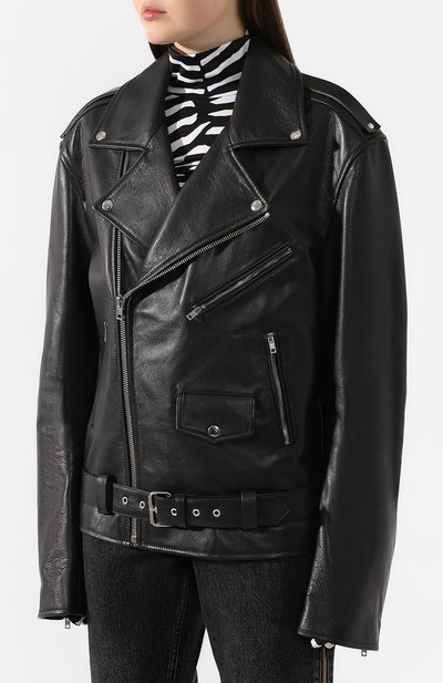 Кожаная куртка VETEMENTS черного цвета по цене 232500 руб., арт. SS20JA258 2404/W/BLACK, фото 3 Кожаная куртка VETEMENTS, арт. SS20JA258 2404/W/BLACK, фото 3