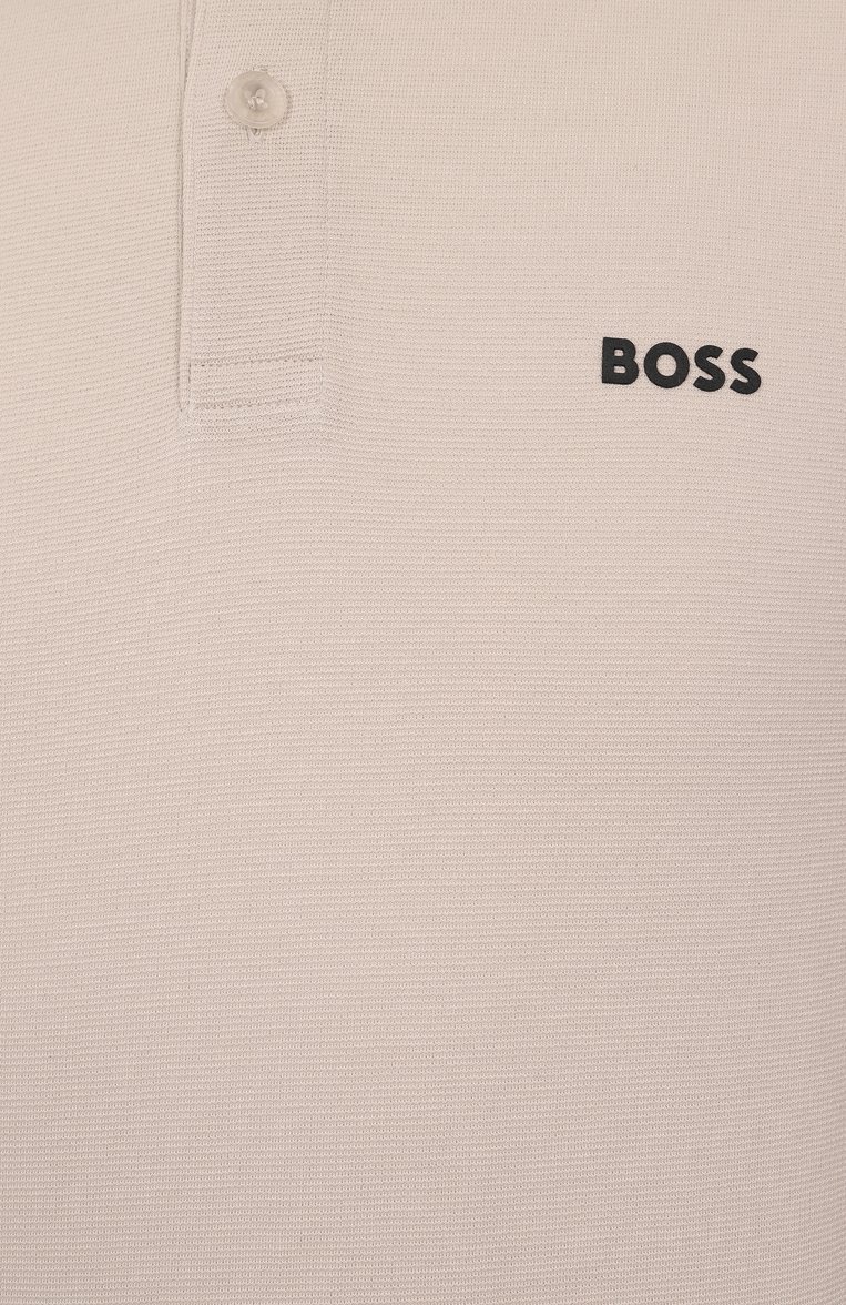 Мужское хлопковое поло BOSS GREEN бежевого цвета, арт. 50538101 | Фото 6 (Автоматизация состава: Проставлено; Автоматизация ТО: Проставлено; Материал внешний: Хлопок; Длина (для топов): Стандартные; Рукава: Короткие; Мужское Кросс-КТ: Футболка-одежда; Застежка: Пуговицы; Стили: Кэжуэл; Принт: Без принта; Детали: Без декора)
