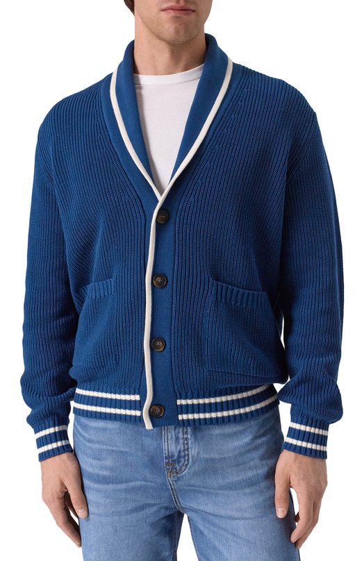 Хлопковый кардиган Kiton UMK064604 Синий  UMK064604 Фото 3