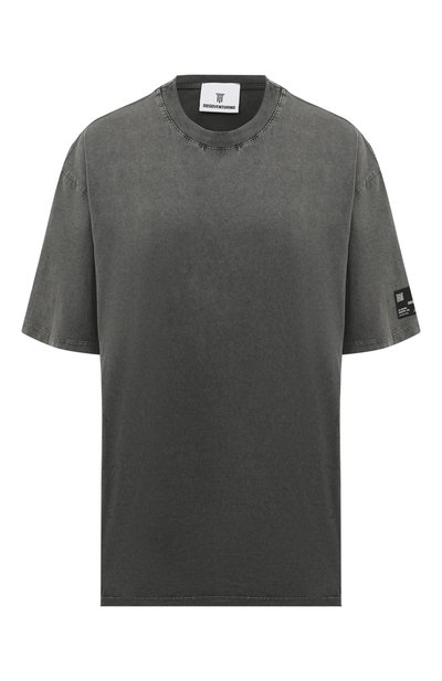 Хлопковая футболка DIEGO VENTURINO темно-серого цвета по цене 16400 руб., арт. FW22-DV TS0 PATCH_WMN, фото 1 Хлопковая футболка DIEGO VENTURINO, арт. FW22-DV TS0 PATCH_WMN, фото 1