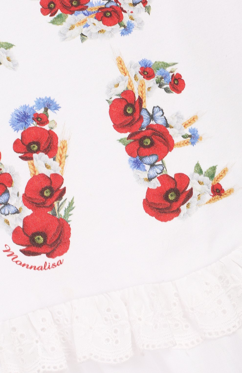 Хлопковый топ MONNALISA белого цвета по цене 7470 руб., арт. 393606SE, фото 3 Хлопковый топ MONNALISA, арт. 393606SE, фото 3