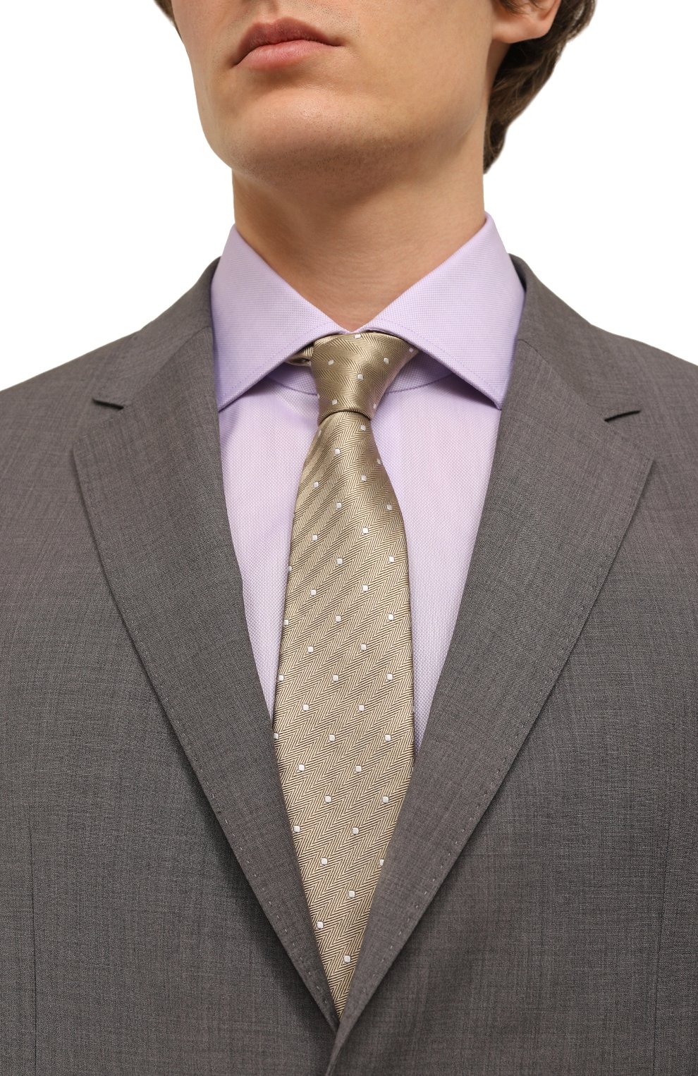 Шелковый галстук LANVIN бежевого цвета по цене 15400 руб., арт. 3112/TIE, фото 2 Шелковый галстук LANVIN, арт. 3112/TIE, фото 2