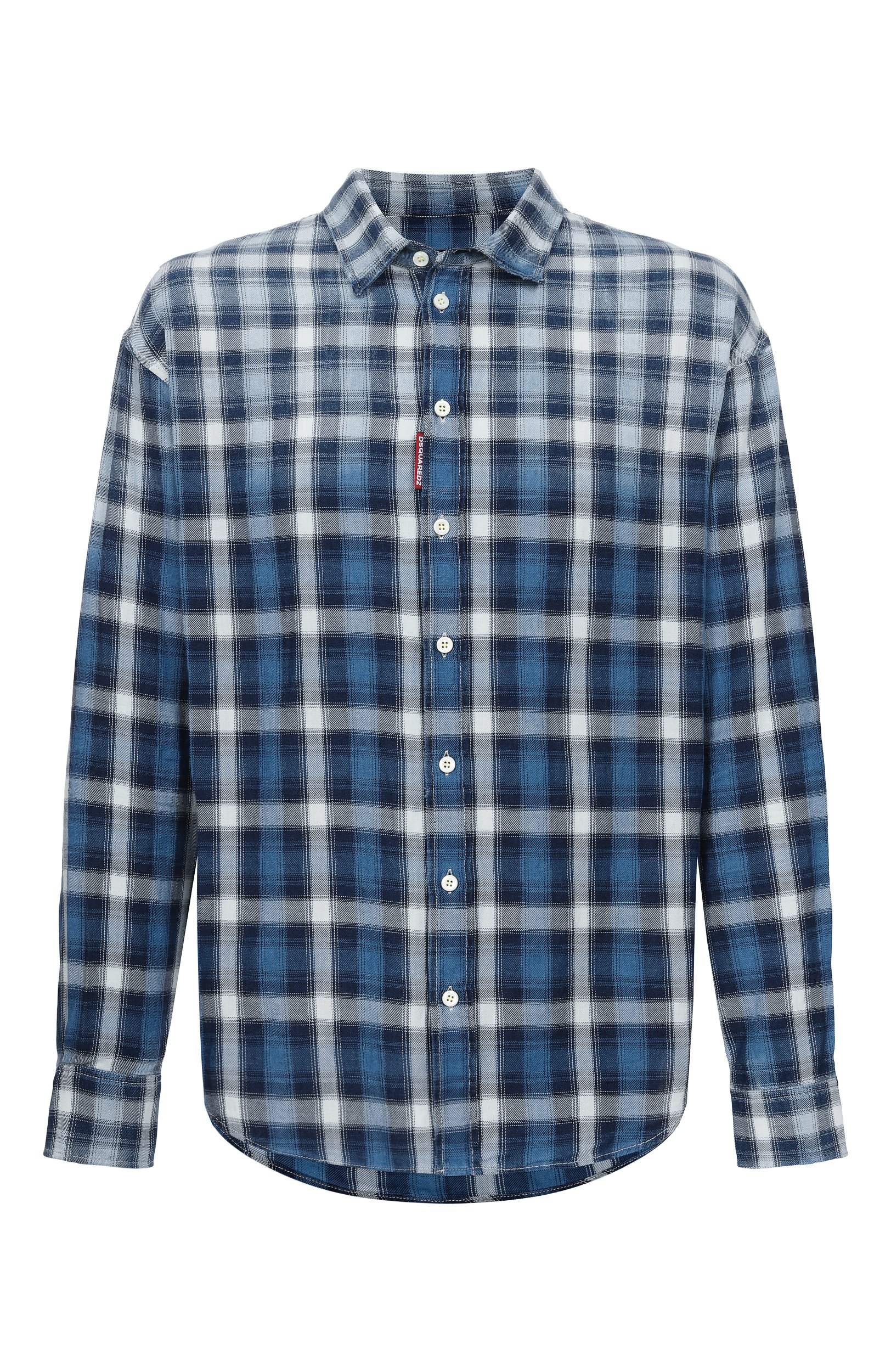 Хлопковая рубашка DSQUARED2 синего цвета по цене 59350 руб., арт. S74DM1056/D35470, фото 1 Хлопковая рубашка DSQUARED2, арт. S74DM1056/D35470, фото 1