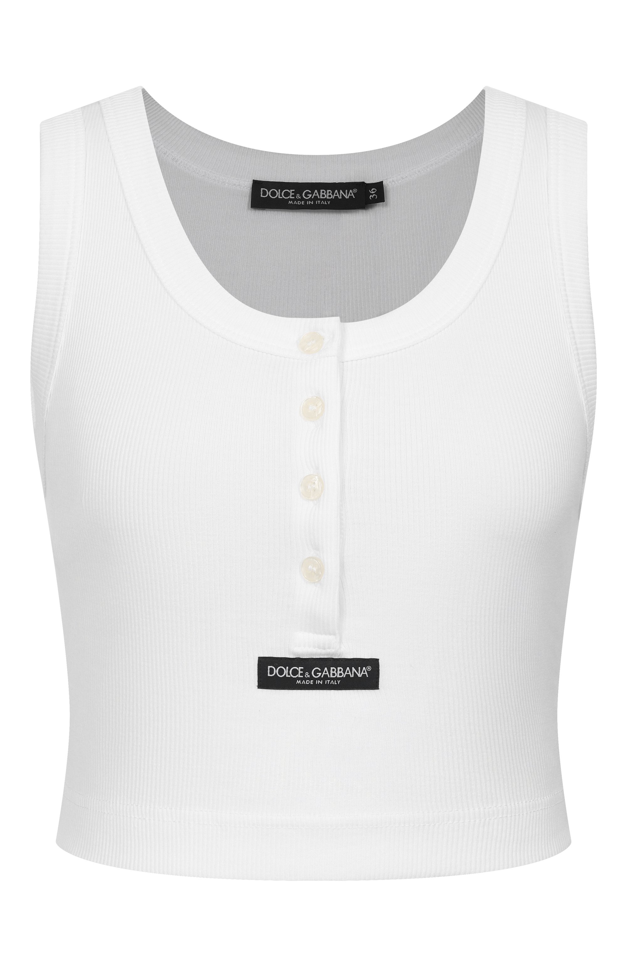 Хлопковая майка DOLCE & GABBANA белого цвета по цене 49950 руб., арт. F8W42T/FU7AV, фото 1 Хлопковая майка DOLCE & GABBANA, арт. F8W42T/FU7AV, фото 1