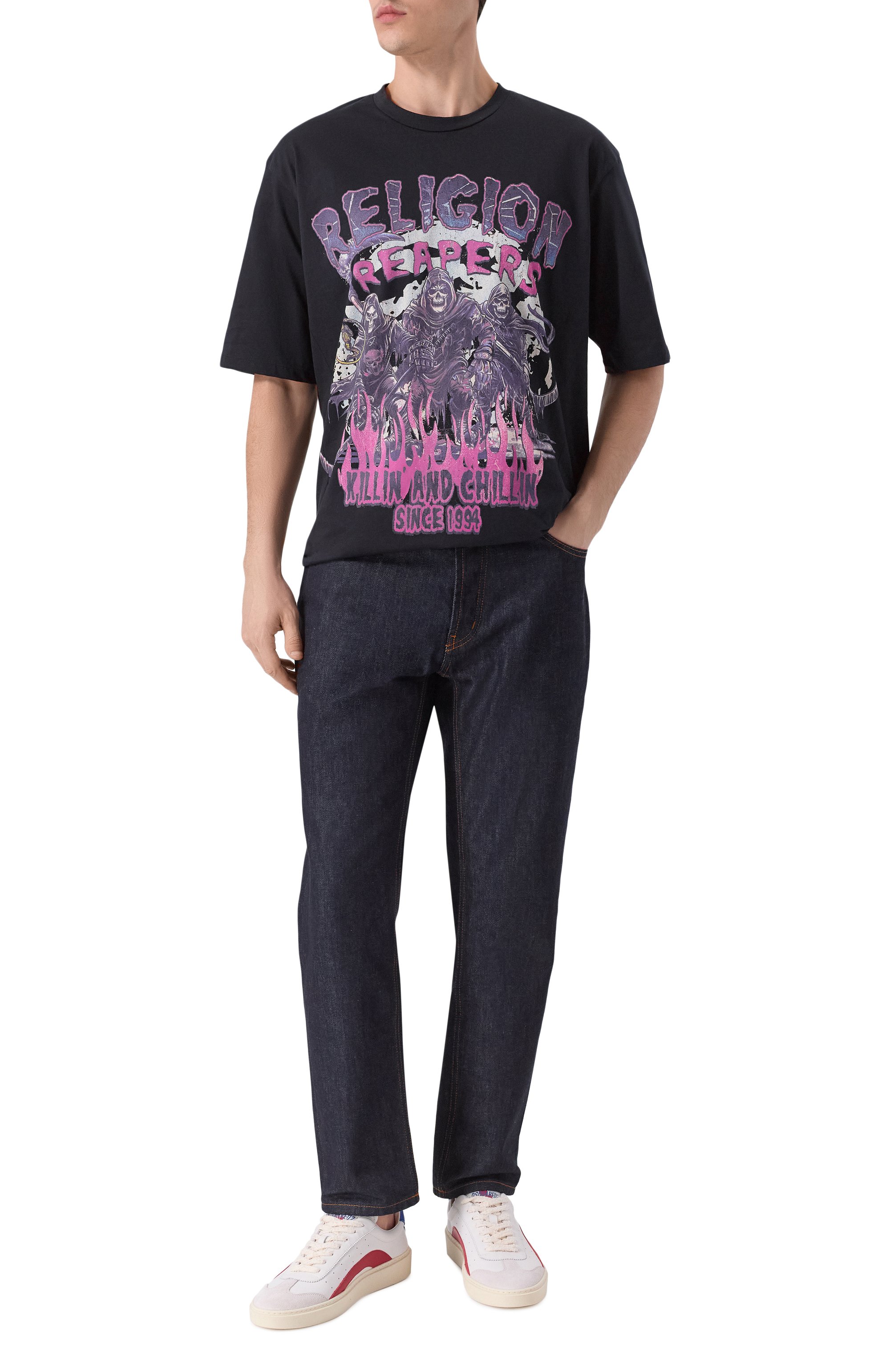 Хлопковая футболка RELIGION черного цвета по цене 6830 руб., арт. 15BRPN97, фото 2 Хлопковая футболка RELIGION, арт. 15BRPN97, фото 2