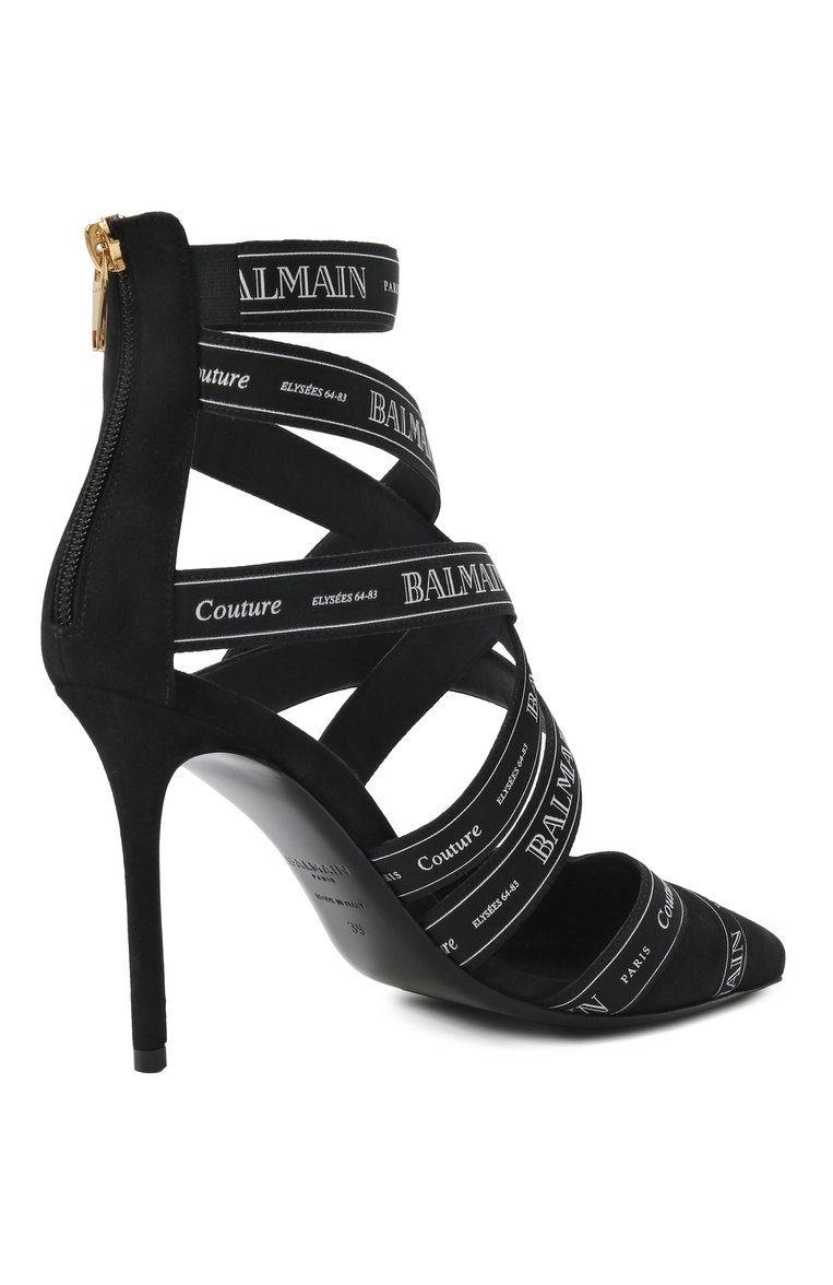 Женские замшевые туфли couture 95 BALMAIN черного цвета, арт. EN1UH092/TKWB | Фото 5 (Подошва: Плоская; Материал внутренний: Натуральная кожа; Материал внешний: Натуральная кожа; Каблук высота: Высокий; Каблук тип: Шпилька)