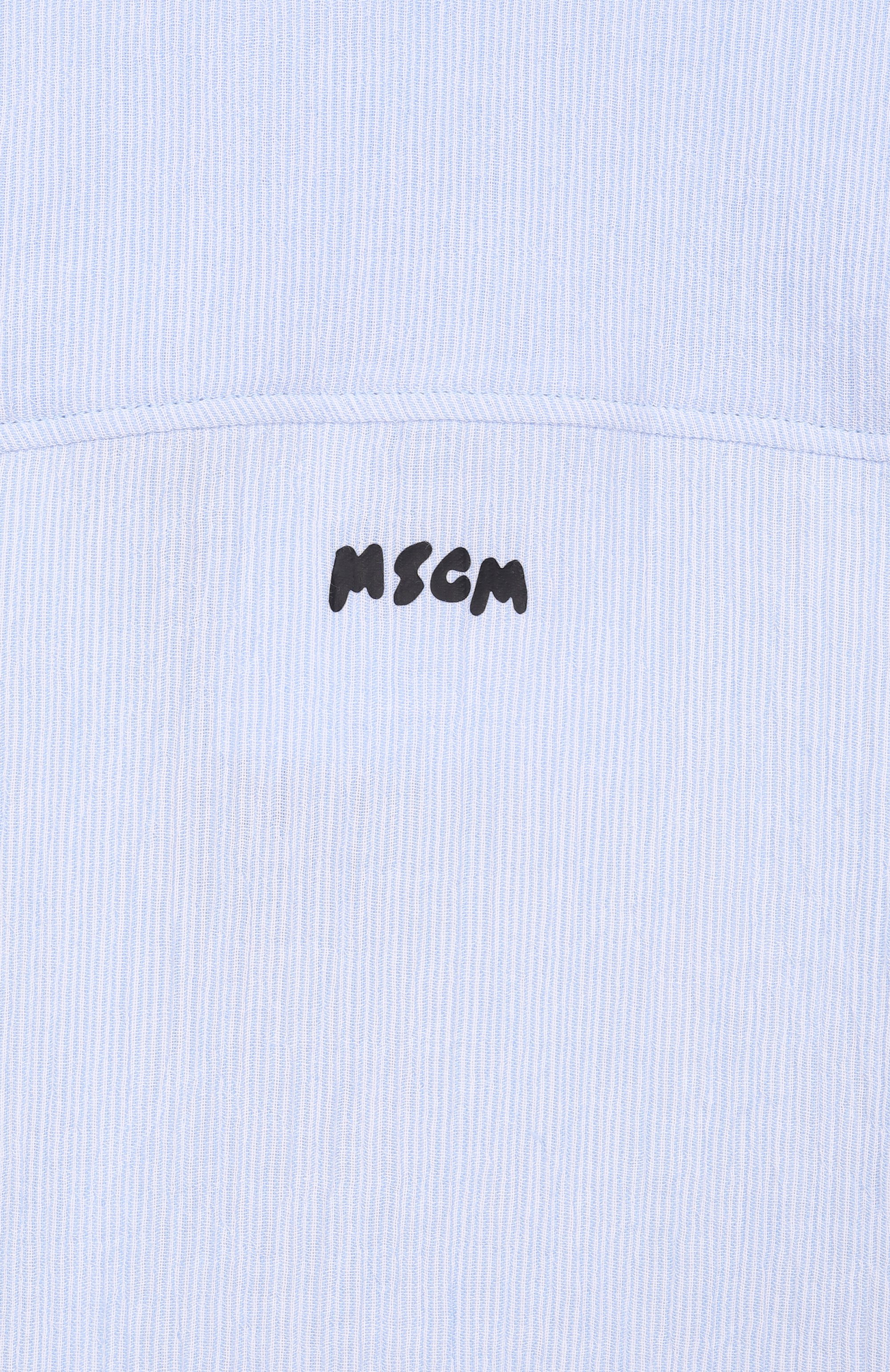 Хлопковая рубашка MSGM KIDS голубого цвета по цене 16700 руб., арт. S6MSJBCS198, фото 3 Хлопковая рубашка MSGM KIDS, арт. S6MSJBCS198, фото 3