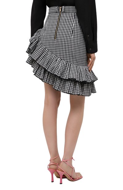 Хлопковая юбка BALMAIN черно-белого цвета по цене 142500 руб., арт. VF14315/C276, фото 4 Хлопковая юбка BALMAIN, арт. VF14315/C276, фото 4