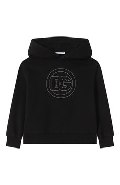 Детский хлопковое худи DOLCE & GABBANA черного цвета, арт. L4JWLI/G70SS/2-6 | Фото 1 (Драгоценные камни: Проставлено; Материал сплава: Проставлено; Рукава: Длинные; Материал внешний: Хлопок; Мальчики Кросс-КТ: Худи-одежда; Ростовка одежда: 4 года | 104 см, 3 года | 98 см, 2 года | 92 см, 5 лет | 110 см)