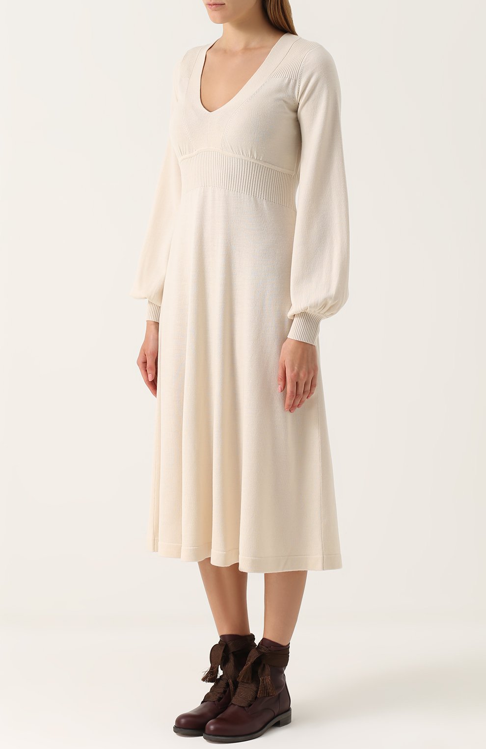 Вязаное платье-миди с v-образным вырезом CHLOÉ, арт. 17AMR05-17A650, фото 3