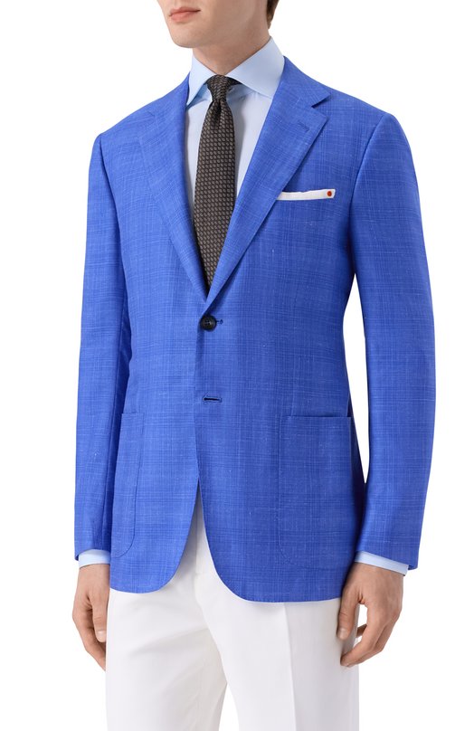 Пиджак из кашемира и шелка Kiton UG81K06S18 Синий  UG81K06S18 Фото 4