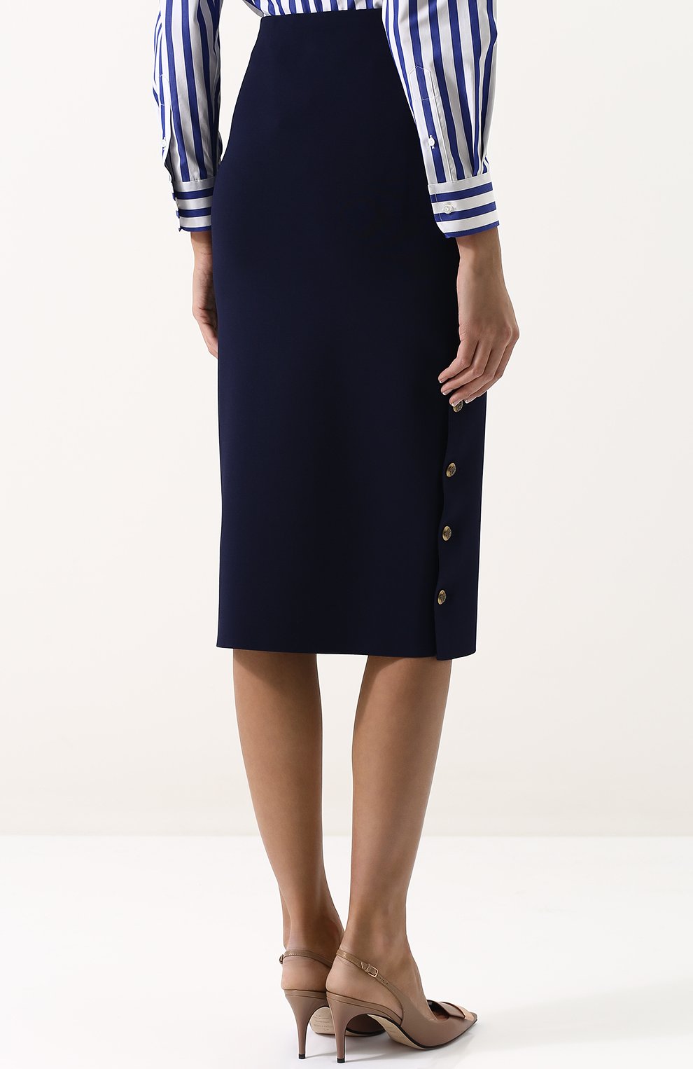 Однотонная юбка-карандаш RALPH LAUREN темно-синего цвета по цене 199500 руб., арт. 290705776, фото 4 Однотонная юбка-карандаш RALPH LAUREN, арт. 290705776, фото 4