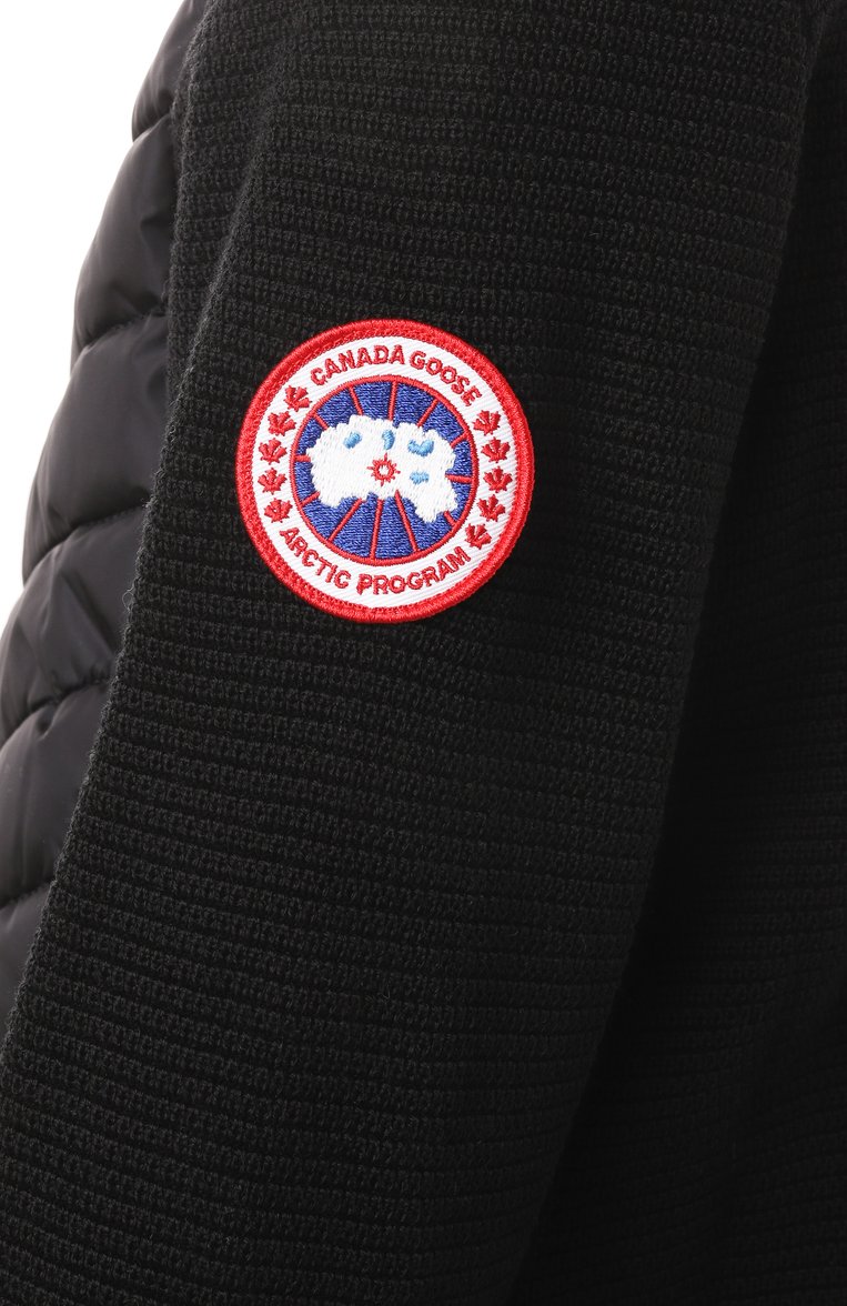 Женский комбинированный кардиган CANADA GOOSE черного цвета, арт. 6830L | Фото 6 (Рукава: Длинные; Материал сплава: Проставлено; Материал внешний: Шерсть, Синтетический материал; Материал подклада: Синтетический материал; Драгоценные камни: Проставлено; Женское Кросс-КТ: кардиган-трикотаж, Кардиган-одежда; Длина (для топов): Стандартные; Стили: Спорт-шик; Материал утеплителя: Пух и перо)