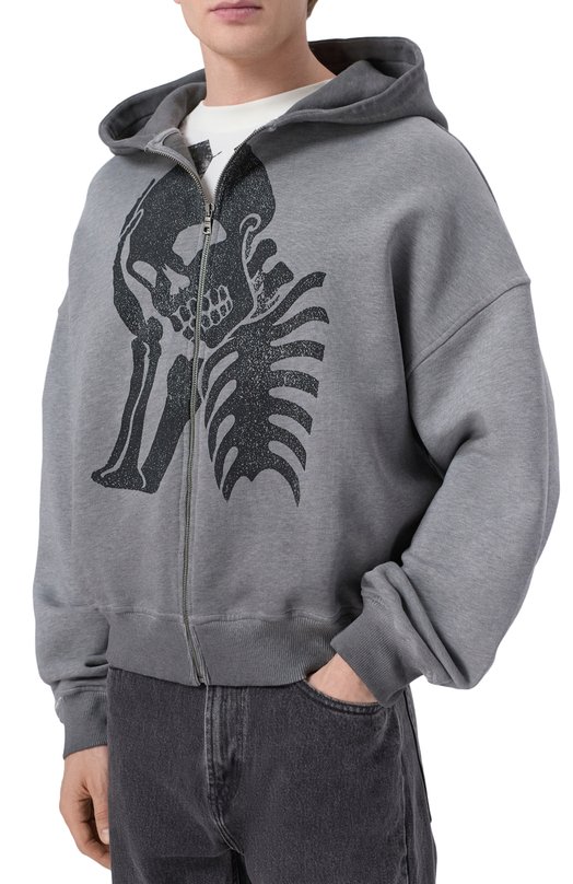 Хлопковая толстовка Palm Angels PMBE02AS26FLE005 Серый  PMBE02AS26FLE005 Фото 3