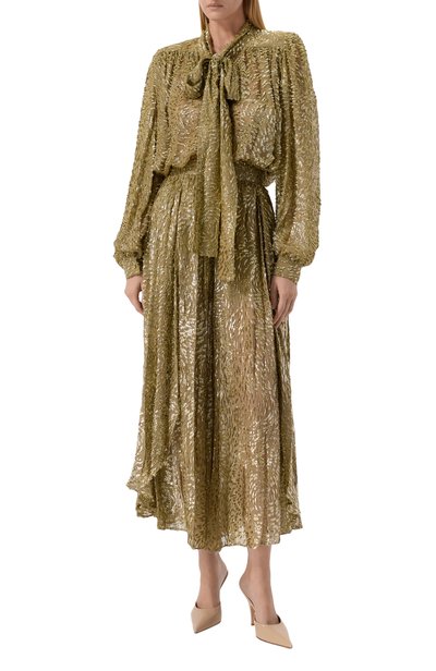 Шелковая блузка ELIE SAAB хаки цвета по цене 457000 руб., арт. T0401NP26/FC001, фото 2 Шелковая блузка ELIE SAAB, арт. T0401NP26/FC001, фото 2