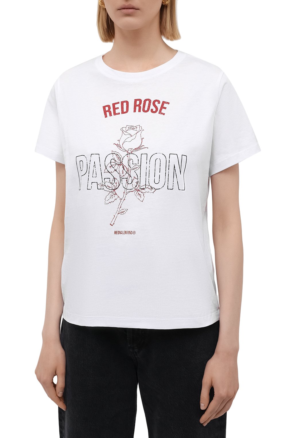 Хлопковая футболка REDVALENTINO белого цвета по цене 18750 руб., арт. WR3MG11C/61U, фото 3 Хлопковая футболка REDVALENTINO, арт. WR3MG11C/61U, фото 3