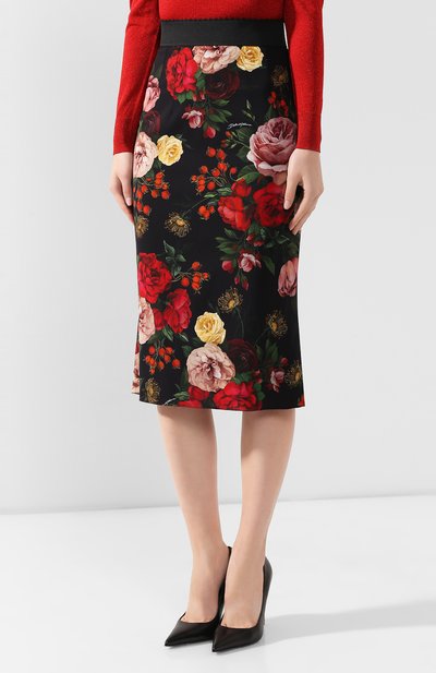 Юбка из вискозы DOLCE & GABBANA черного цвета по цене 109500 руб., арт. F4A1FT/FSRL5, фото 3 Юбка из вискозы DOLCE & GABBANA, арт. F4A1FT/FSRL5, фото 3
