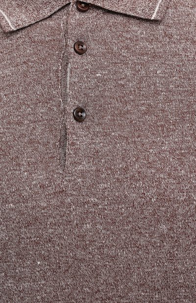 Поло изо льна и хлопка FIORONI коричневого цвета по цене 43950 руб., арт. MK20701C1, фото 5 Поло изо льна и хлопка FIORONI, арт. MK20701C1, фото 5