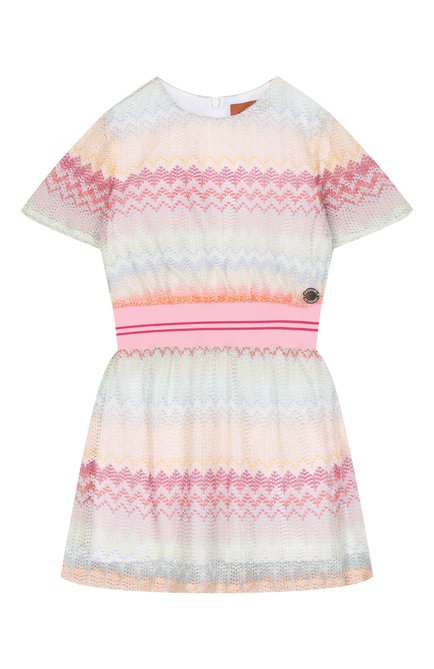 Детское платье из вискозы MISSONI разноцветного цвета, арт. MW1C01/Q0077/4-6 | Фото 1 (Драгоценные камни: Проставлено; Материал сплава: Проставлено; Рукава: Короткие; Материал внешний: Вискоза)