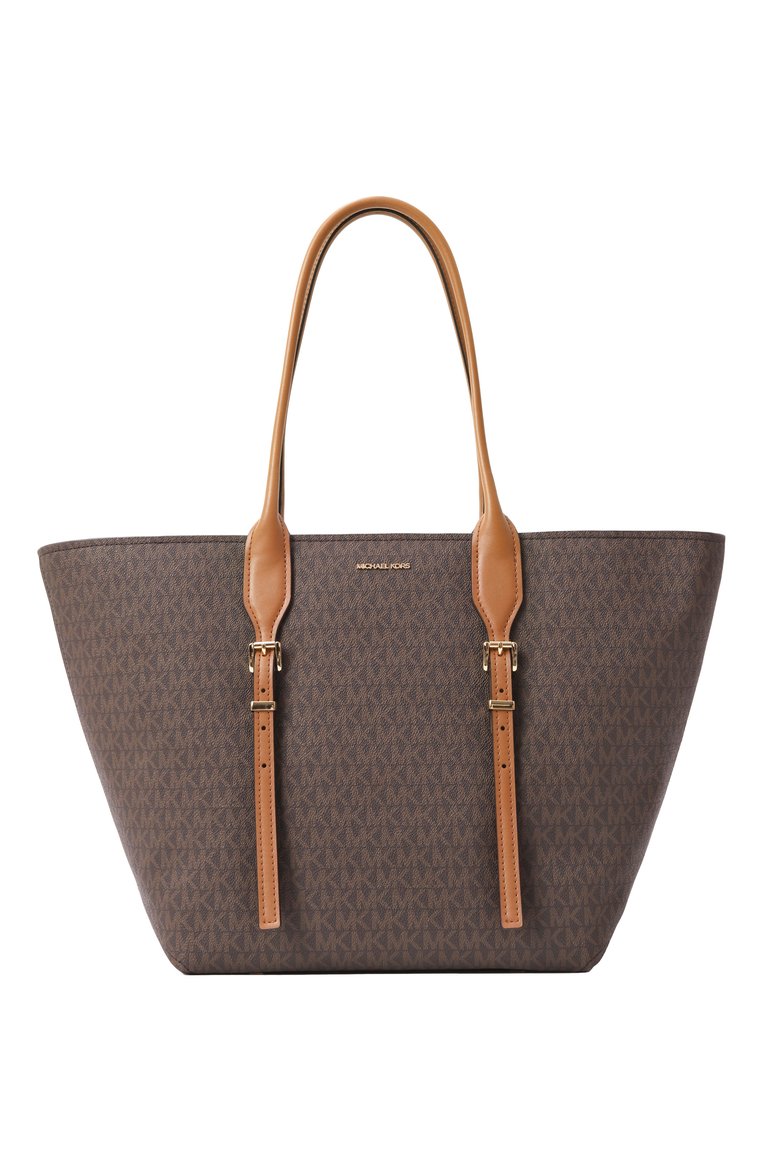 Женская сумка-тоут moore MICHAEL MICHAEL KORS коричневого цвета, арт. 30R5G90T7B | Фото 1 (Материал сплава: Проставлено; Драгоценные камни: Проставлено; Размер: large; Материал: Экокожа, Канва)