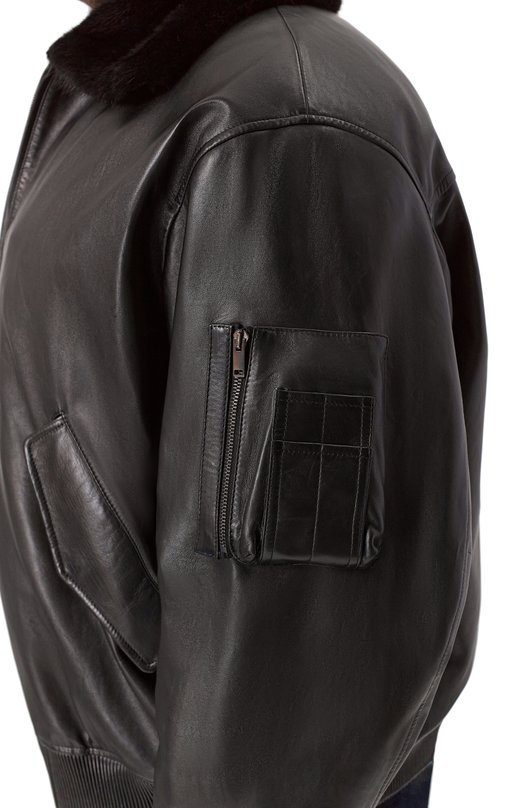 Кожаный бомбер с подкладкой из норки MVST M25.1PM.0004/BIG SIZE/PL0NGE Чёрный  M25.1PM.0004/BIG SIZE/PL0NGE Фото 5