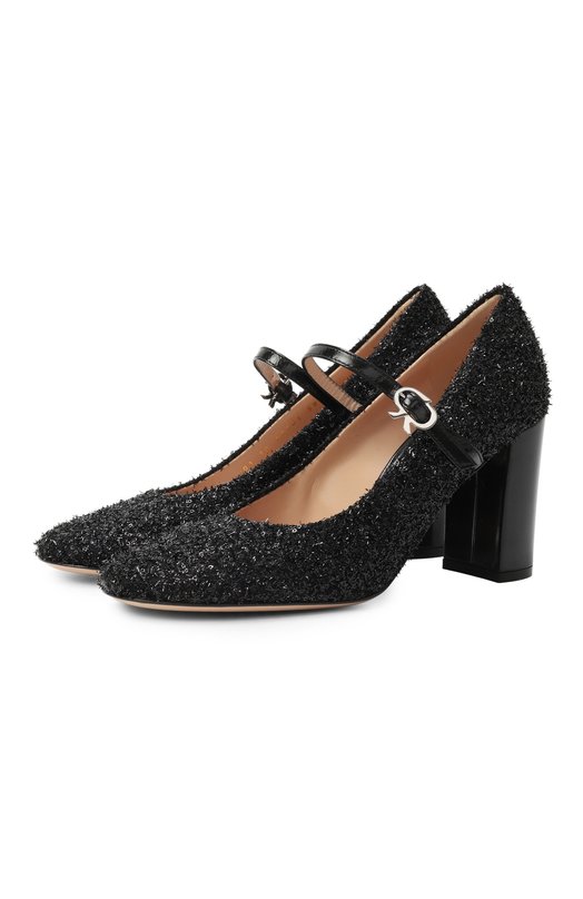 Текстильные туфли Mary Ribbon 85 Gianvito Rossi G22301.85RIC.LMNNENE Чёрный G22301.85RIC.LMNNENE