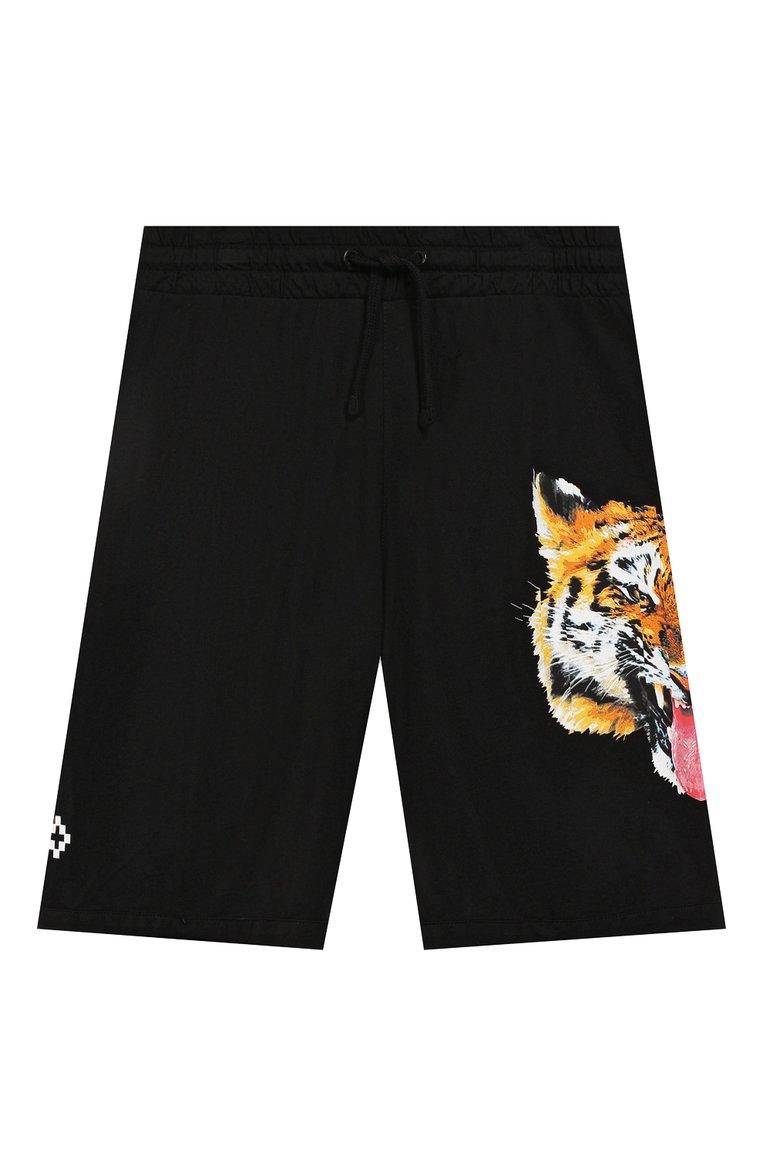 Детские хлопковые шорты MARCELO BURLON KIDS OF MILAN черного цвета, арт. B/MB/3250/0010 | Фото 1 (Материал внешний: Хлопок; Статус проверки: П�роверена категория; Мальчики Кросс-КТ: Шорты-одежда; Нос: Не проставлено)