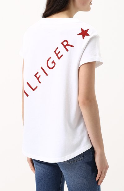 Хлопковая футболка свободного кроя с круглым вырезом TOMMY HILFIGER, арт. WW0WW21722, фото 4