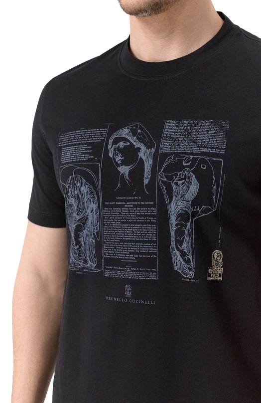 Хлопковая футболка Brunello Cucinelli M0B138517 Чёрный  M0B138517 Фото 5