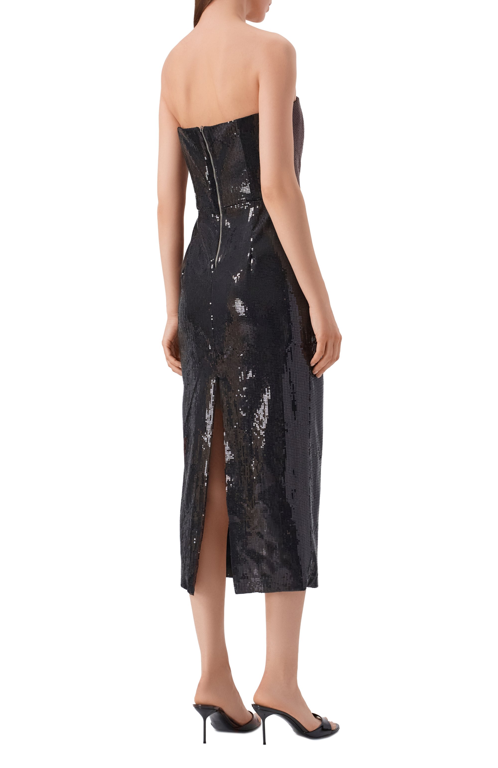 Платье с отделкой пайетками SASHA KIM черного цвета по цене 62500 руб., арт. SK-00001638, фото 3 Платье с отделкой пайетками SASHA KIM, арт. SK-00001638, фото 3