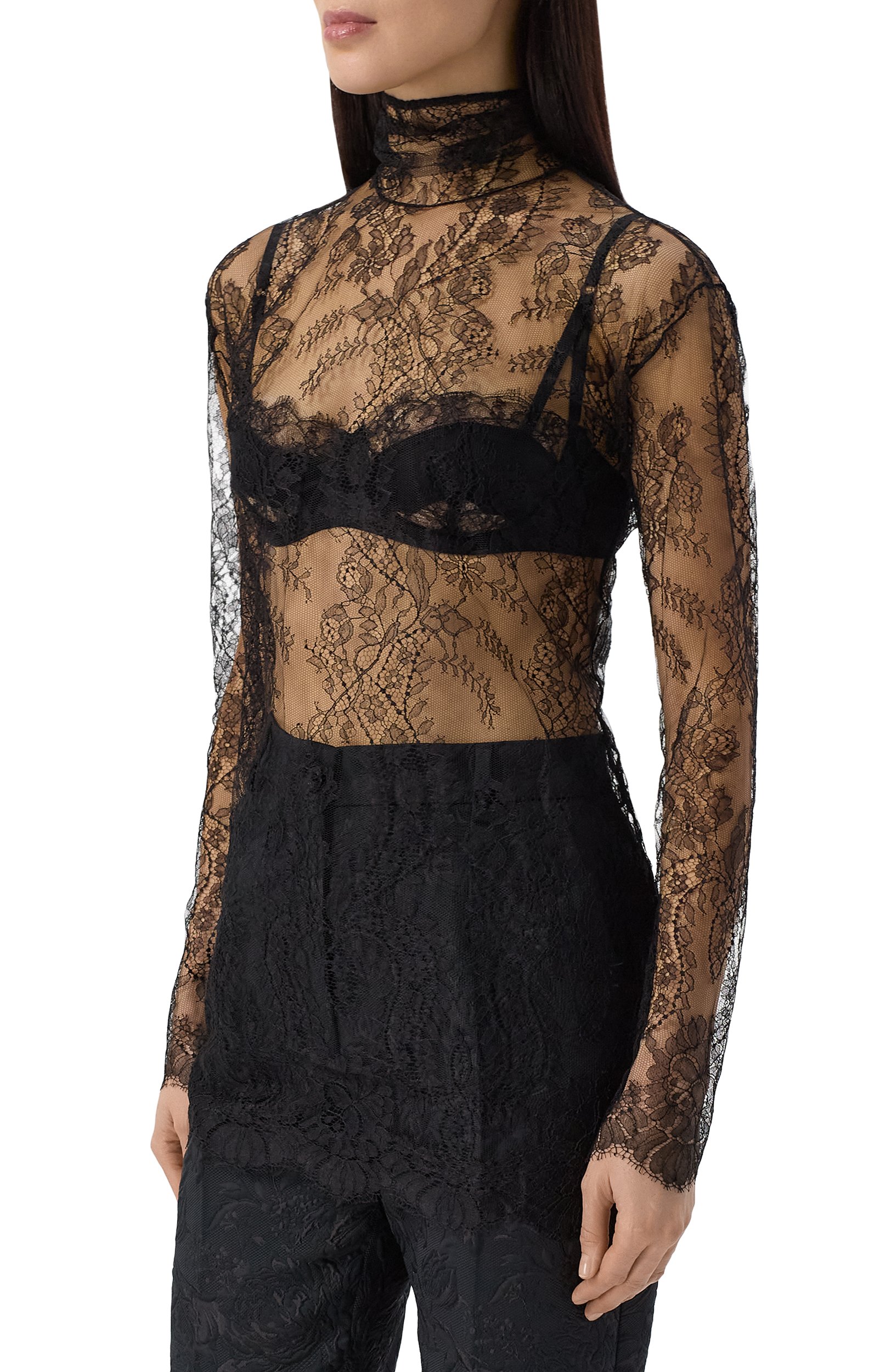 Топ DOLCE & GABBANA черного цвета по цене 267500 руб., арт. F7BP3T/FLSM0, фото 3 Топ DOLCE & GABBANA, арт. F7BP3T/FLSM0, фото 3