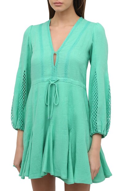 Льняное платье A MERE CO зеленого цвета по цене 59700 руб., арт. AMC-RSS22-010GG, фото 3 Льняное платье A MERE CO, арт. AMC-RSS22-010GG, фото 3