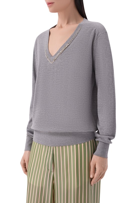 Шерстяной пуловер Dries Van Noten 011204/3700 Серый  011204/3700 Фото 3