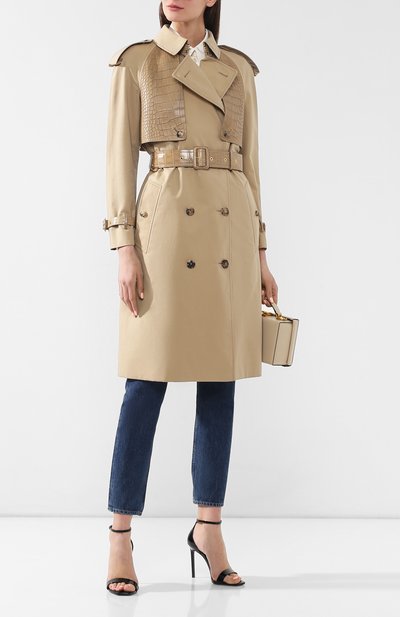 Хлопковый тренч с кожаной отделкой BURBERRY, арт. 4548564, фото 2