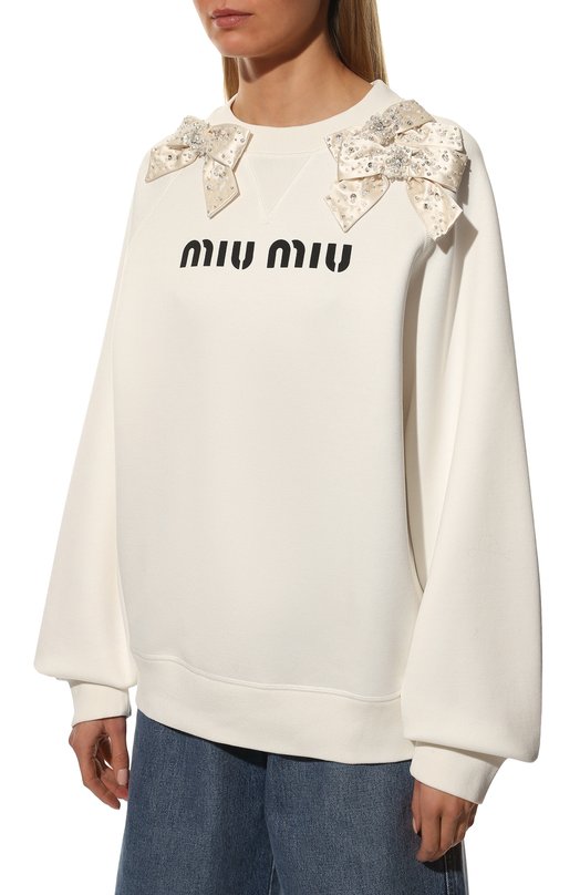 Свитшот Miu Miu MJL741-1WAP-F0009 Кремовый  MJL741-1WAP-F0009 Фото 3