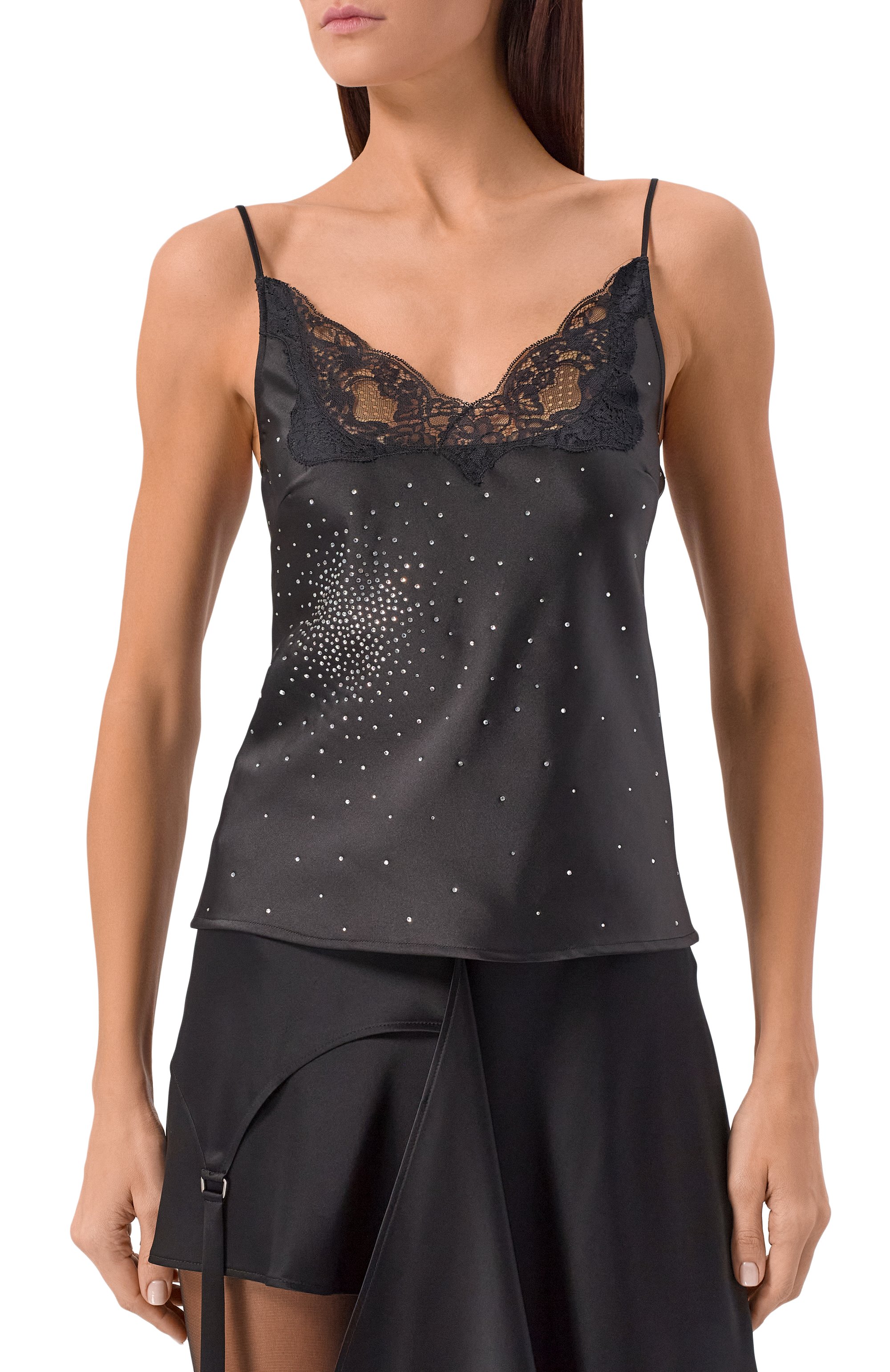 Атласный топ с отделкой стразами GIUSEPPE DI MORABITO, арт. 05FWT0344YC 05300, фото 3