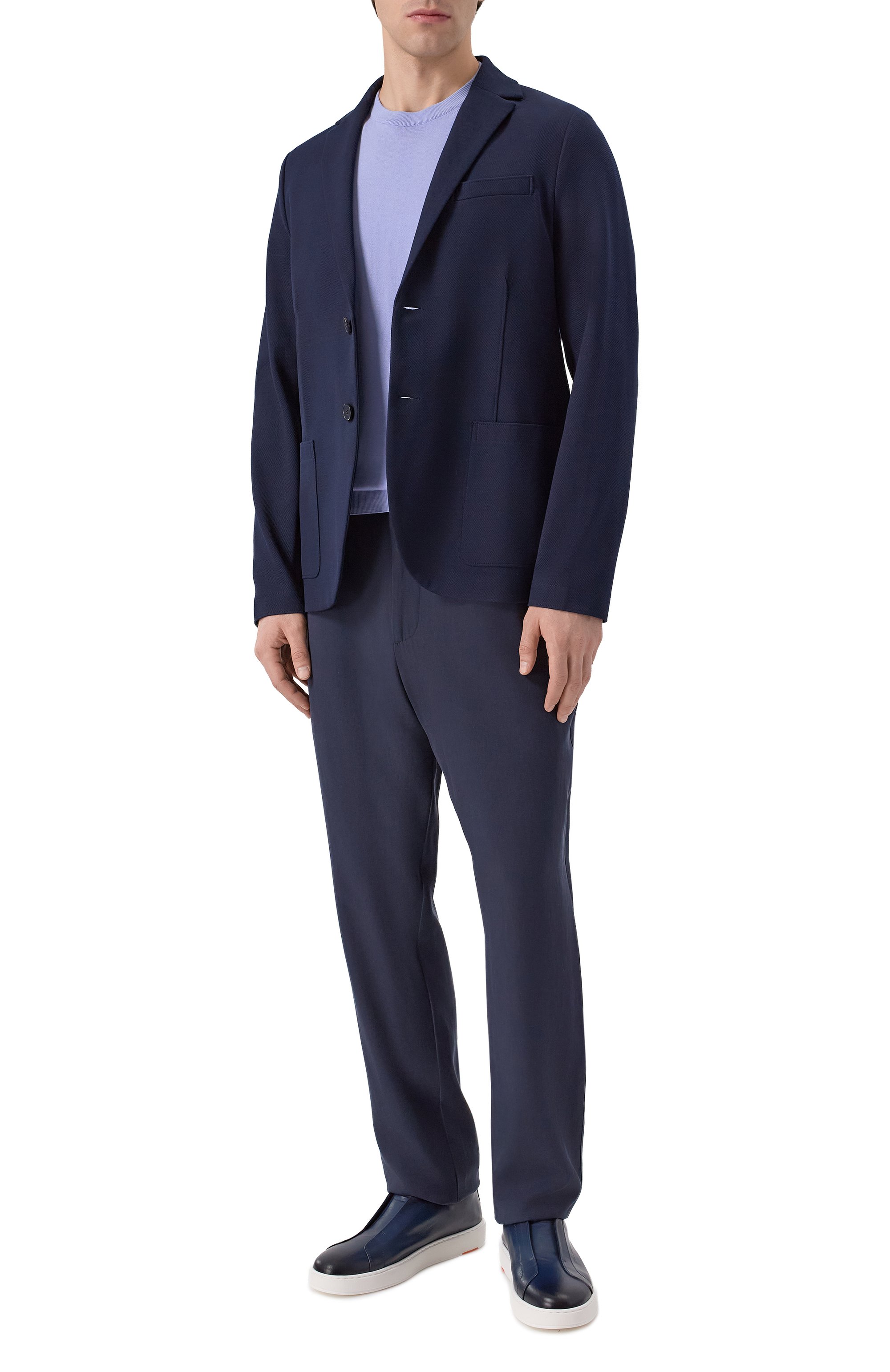 Кожаные кеды cleanic SANTONI темно-синего цвета по цене 99500 руб., арт. MBCG21995BARTMVI, фото 2 Кожаные кеды cleanic SANTONI, арт. MBCG21995BARTMVI, фото 2