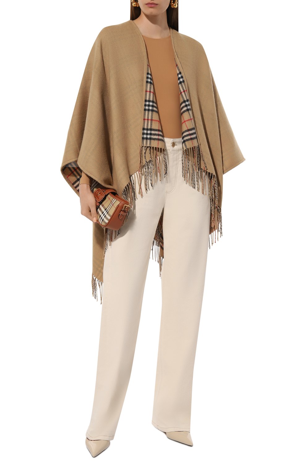 Шерстяное пончо BURBERRY бежевого цвета по цене 137000 руб., арт. 8071673, фото 2 Шерстяное пончо BURBERRY, арт. 8071673, фото 2