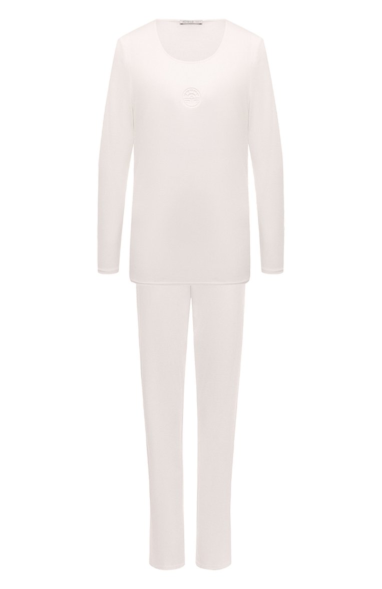 Женская хлопковая пижама LOUIS FERAUD кремвого цвета, арт. 3883013 | Фото 1 (Материал сплава: Проставлено; Нос: Не проставлено; Материал внешний: Хлопок)