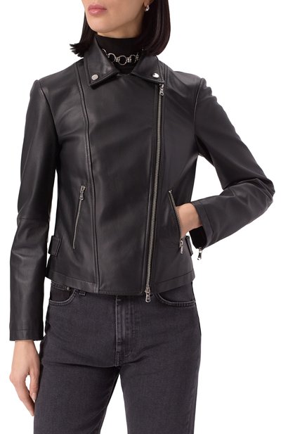 Кожаная куртка EMPORIO ARMANI черного цвета по цене 84900 руб., арт. 0NB60P/02P07, фото 3 Кожаная куртка EMPORIO ARMANI, арт. 0NB60P/02P07, фото 3