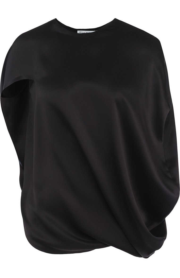 Однотонный шелковый топ с круглым вырезом JW ANDERSON, арт. TP92WS18 311/999, фото 1